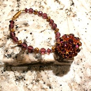 Vintage crystal and rhinestone Amethyst color bracelet.